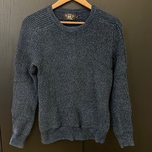 RRL Crewneck Cotton Melange Varsity Thick Knit Men's CS Sweater BLUE